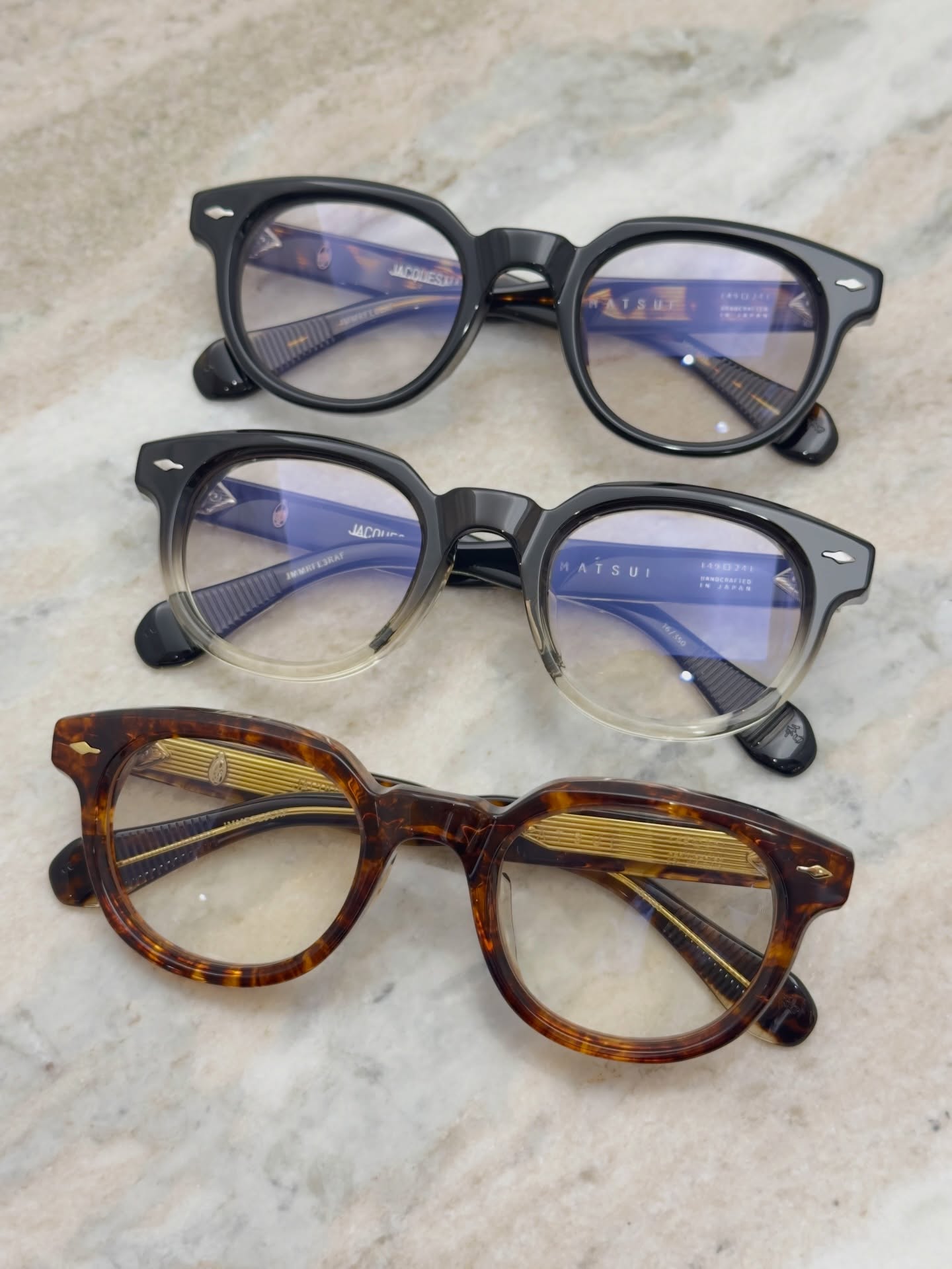 【Jacques Marie Mage “MATSU” – アジア限定モデル】

brand : Jacques Marie Mage
model : MATSU
color : Noir, Black Fade, Argyle

Jacques Marie Mageより、新作モデル「MATSU」が入荷しました。

ボストンウェリントンの中でも、ややウェリントン寄りのシェイプ。
アジア限定モデルならではの、高めに設計されたノーズも魅力です。

こちらもご紹介後、すぐに旅立つことが予想される一本。
気になる方は、ぜひ店頭にてお試しください。。

shop data 
::: ボズュー麻布 :::
最寄り駅 麻布十番駅
5b出口から徒歩約1分
住所 106-0045
東京都港区麻布十番1-10-12須田ビル 1F
03-6230-9983
azabu@beauxyeux.jp 

A new model “MATSU” from Jacques Marie Mage has just arrived.

A Boston-Wellington frame with a slightly more Wellington-leaning silhouette.
As an Asia-exclusive model, it also features a higher nose bridge designed for a better fit.

We also expect this piece to find a new home quickly after its introduction.
If you’re interested, please stop by and try it on in store.

Shop Information 
::: Beauxyeux Azabu :::
Nearest Station: Azabu-Juban Station
Approximately 1-minute walk from Exit 5b
Address: 1F Suda Building, 1-10-12 Azabu-Juban, Minato-ku, Tokyo 106-0045
03-6230-9983
azabu@beauxyeux.jp

Marie Mage
@beauxyeux_jiyugaoka